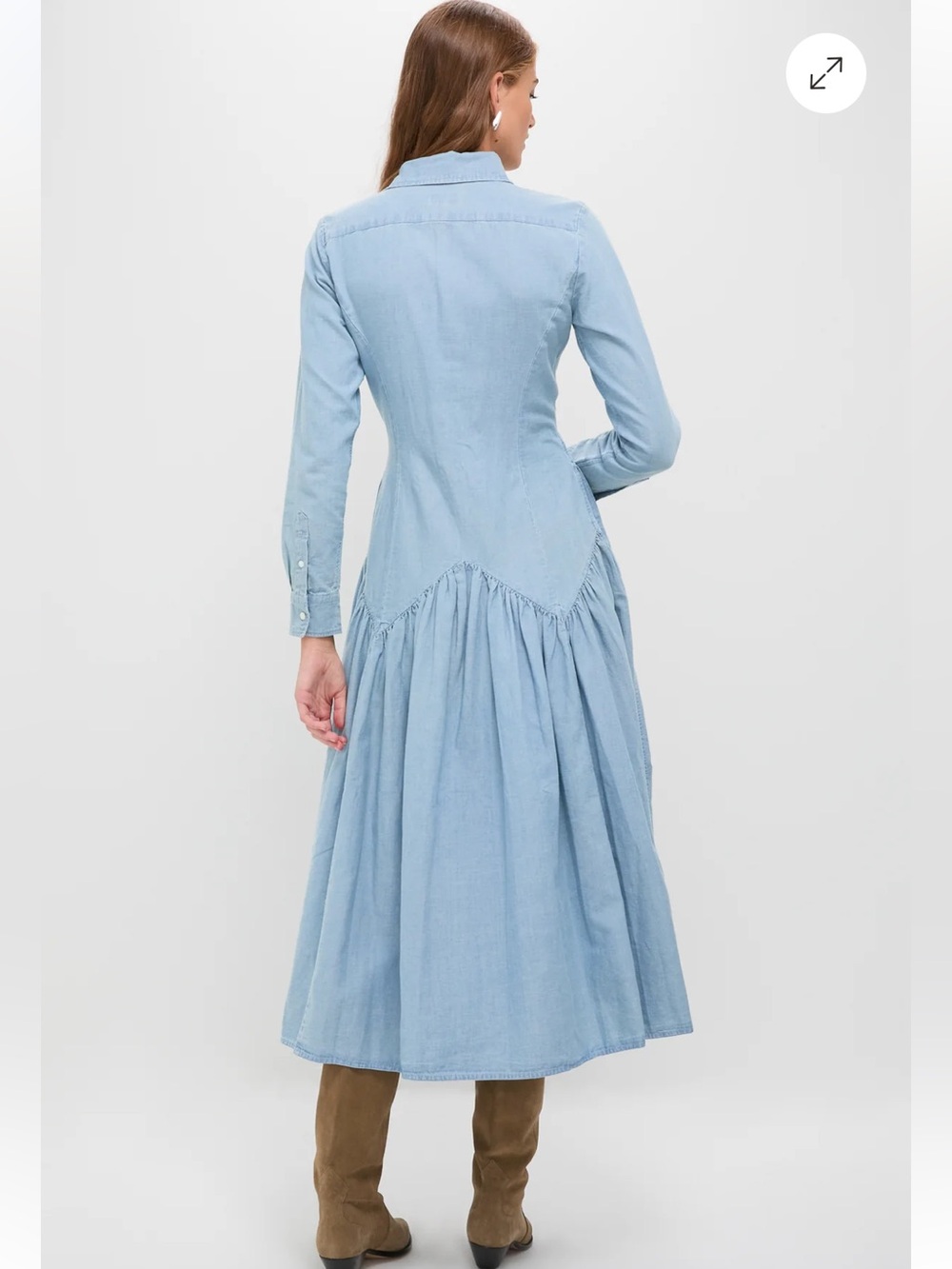 Polo by Ralph Lauren Light Blue Chambray Shirt Midi Dress - Picture 3 of 3